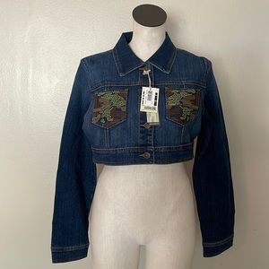 NWT Clash Jeans Cropped Jean Jacket. XL
